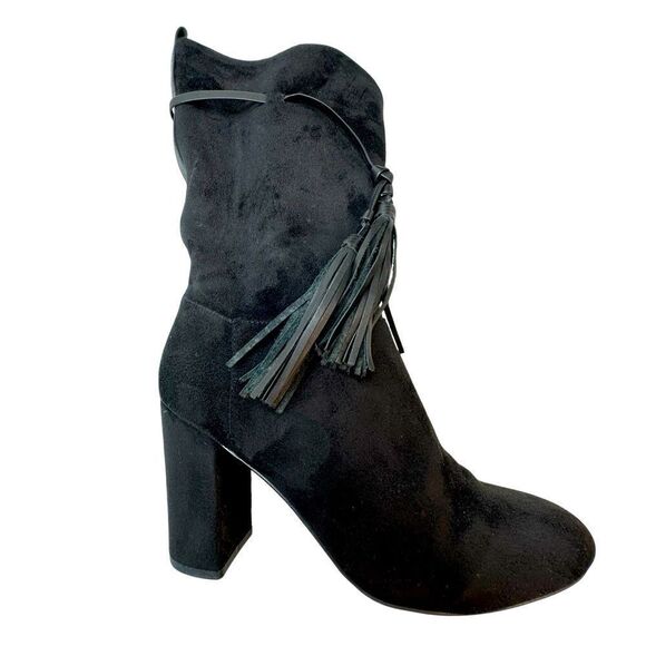 CHELSEA & ZOE Black Mid High Heeled Boots Size 8 - Picture 1 of 16